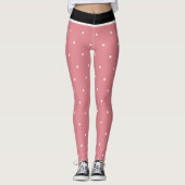 Rood Roze Zwart Wit Stippen Leggings (Voorkant)