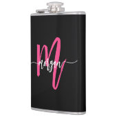 Rood Roze Zwarte Monogram Meisjes Afscheidsfeestje Heupfles (Links)