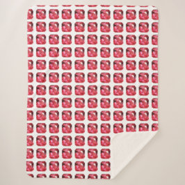 Rood rozeachtig patroon sherpa deken