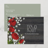 Rood rozen en babyluiers op hout RSVP Uitnodiging Briefkaart (Voorkant / Achterkant)
