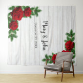 Rood rozen en filiaal van de Pine Weddenschap Foto Wandkleed (In Situ (horizontaal))