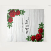 Rood rozen en filiaal van de Pine Weddenschap Foto Wandkleed (Voorkant (horizontaal))