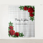 Rood rozen en filiaal van de Pine Weddenschap Foto Wandkleed (Voorkant)