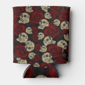 Rood rozen en korrels grijs, Floral gothic Blikjeskoeler (Voorkant)