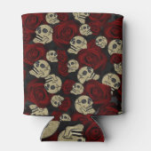 Rood rozen en korrels grijs, Floral gothic Blikjeskoeler (Achterkant)