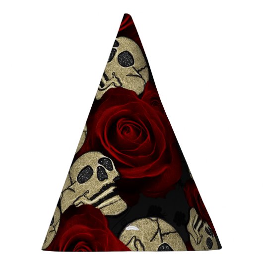 Rood rozen en korrels grijs, Floral gothic Feesthoedjes (Rechts)