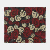 Rood rozen en korrels grijs, Floral gothic Fleece Deken (Voorkant (Horizontaal))