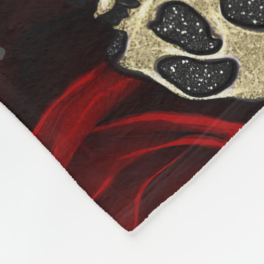 Rood rozen en korrels grijs, Floral gothic Fleece Deken (Hoek)