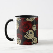 Rood rozen en korrels grijs, Floral gothic Mok (Links)