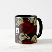 Rood rozen en korrels grijs, Floral gothic Mok (Voorkant rechts)
