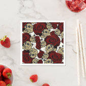 Rood rozen en korrels grijs, Floral gothic Servet (Insitu)