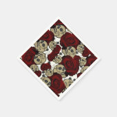 Rood rozen en korrels grijs, Floral gothic Servet (Hoek)