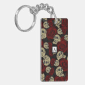 Rood rozen en korrels grijs, Floral gothic Sleutelhanger (Voorkant Links)