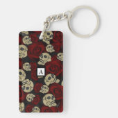 Rood rozen en korrels grijs, Floral gothic Sleutelhanger (achterkant)