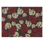 Rood rozen en korrels grijs, Floral gothic Tafelkleed (Voorkant (Horizontaal))