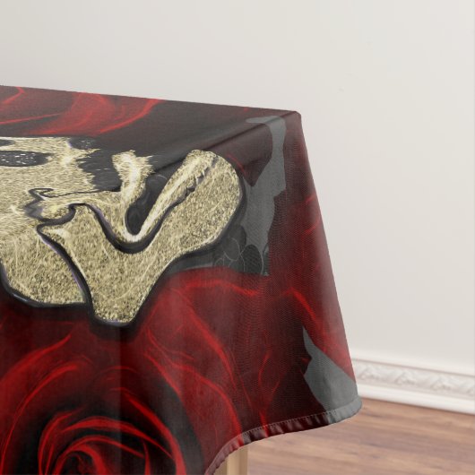 Rood rozen en korrels grijs, Floral gothic Tafelkleed (Voorbeeld)