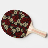 Rood rozen en korrels grijs, Floral gothic Tafeltennisbatje (Zijkant)