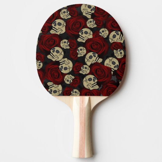 Rood rozen en korrels grijs, Floral gothic Tafeltennisbatje (Voorkant)