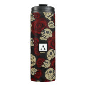 Rood rozen en korrels grijs, Floral gothic Thermosbeker (Voorkant)