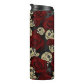 Rood rozen en korrels grijs, Floral gothic Thermosbeker (Geroteerd rechts)