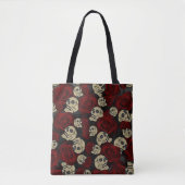 Rood rozen en korrels grijs, Floral gothic Tote Bag (Voorkant)