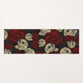 Rood rozen en korrels grijs, Floral gothic Yogamat (Voorkant (horizontaal))