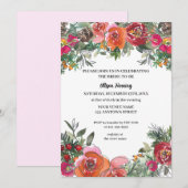 Rood rozen en pijnbomen Waterverf Vrijgezellenfees Kaart (Voorkant / Achterkant)