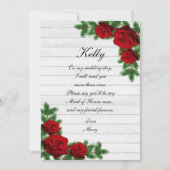 Rood rozen en pijnboomkerst gemaakt van eerlijkhei kaart (Voorkant)