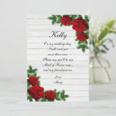 Rood rozen en pijnboomkerst gemaakt van eerlijkhei kaart (Staand voorkant)