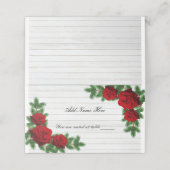 Rood rozen en pine tak kerstbruiloft plaatskaartje (Buitenkant ongevouwen)