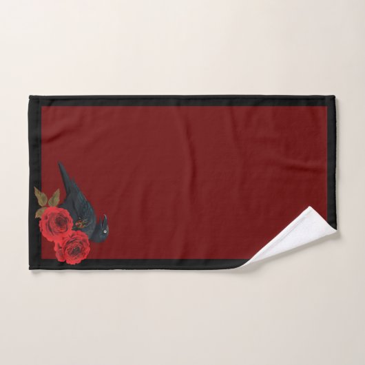 Rood rozen en raven keukenstel bad handdoek (Handdoek)