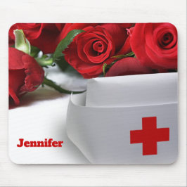 Rood rozen en zurig Pet - Eigen naam Gift Muismat