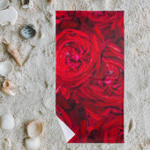 Rood rozen, floreel patroon strandlaken