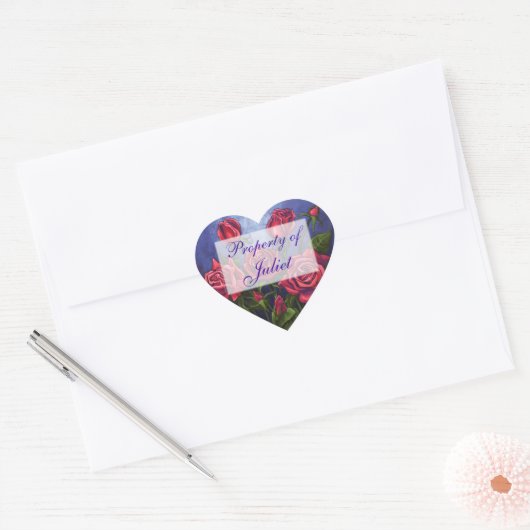 Rood rozen Hartbokstickers Hart Sticker (Envelop)