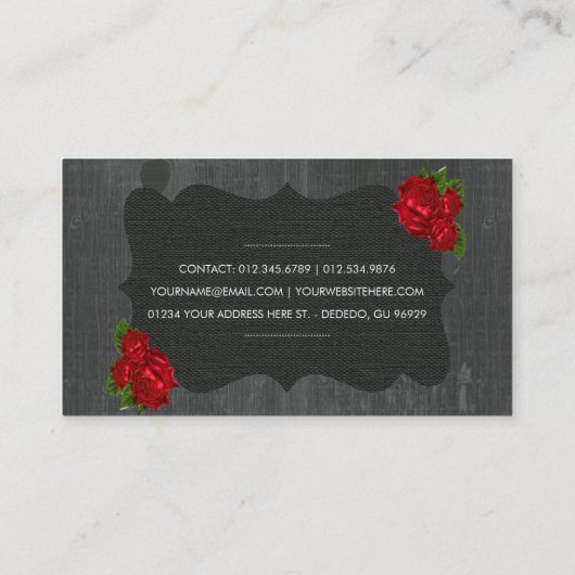 Rood Rozen Hout Gothic Visitekaartje (Achterkant)
