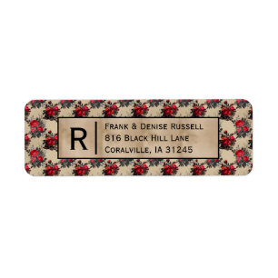Rood rozen Romantic Gothic Wedding Adresetiketten Etiket