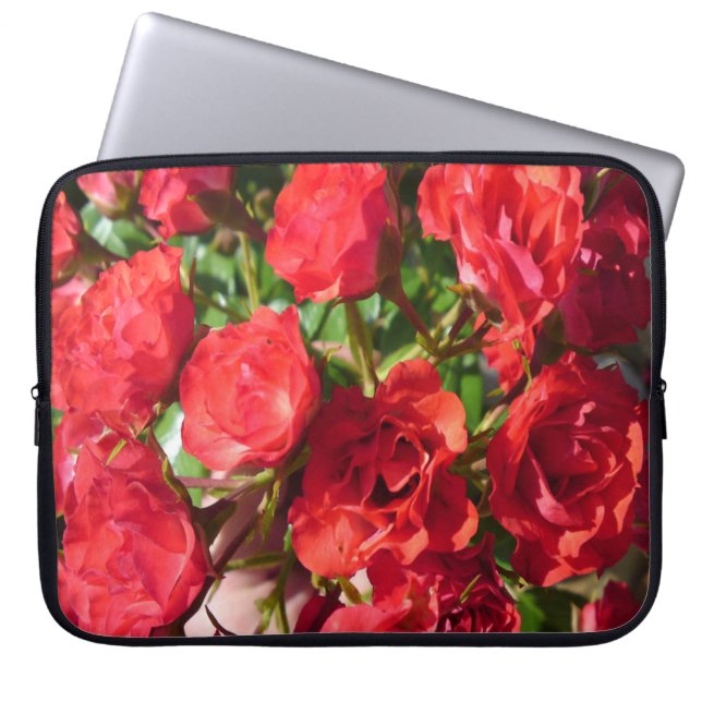 Rood rozen ventilatorlaptophoes laptop sleeve (Voorkant)
