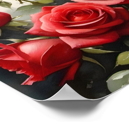   rood Rozen waterverf schilderij Poster (Hoek)