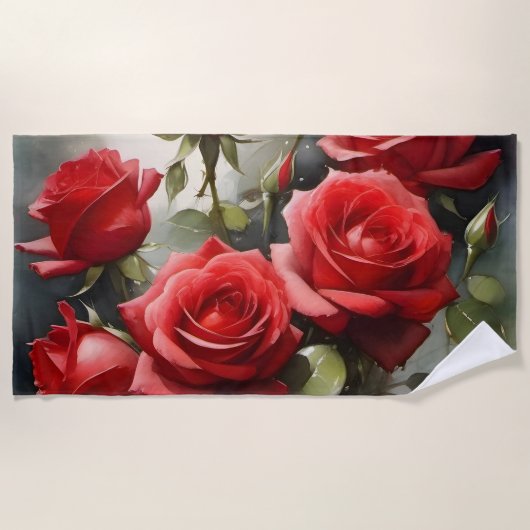   rood Rozen waterverf schilderij Strandlaken (Voorkant)