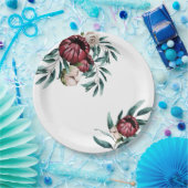 Rood rozen witte achtergrond water elegant script papieren bordje (Feest)