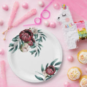 Rood rozen witte achtergrond water elegant script papieren bordje (Feest)