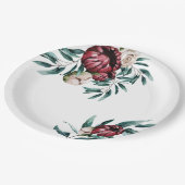 Rood rozen witte achtergrond water elegant script papieren bordje (Gekanteld)