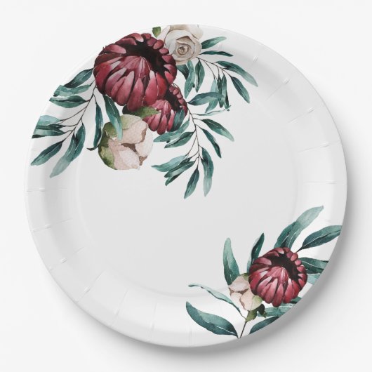 Rood rozen witte achtergrond water elegant script papieren bordje (Voorkant)