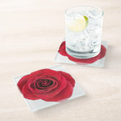 Rood rozenglas Onderzetter (Schuin)