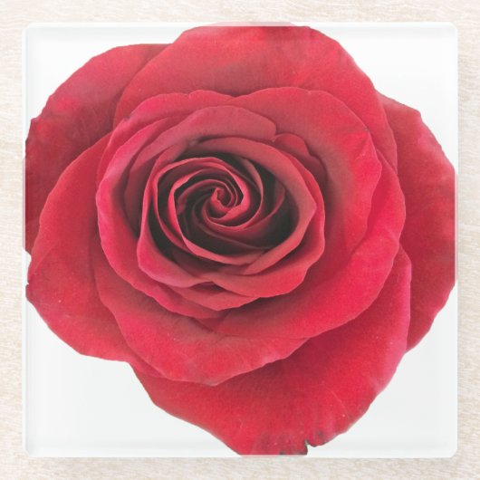 Rood rozenglas Onderzetter (Voorkant)