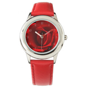 Rood rozengrijze Manuscript Nummers Kinder n Horloge