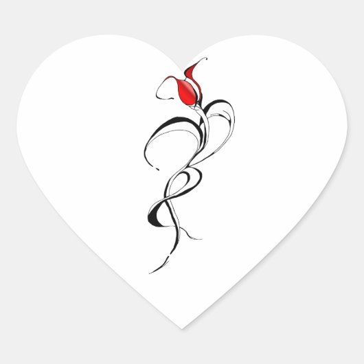 Rood rozenjuffrouw Tribal Ontwerp van Tattoo Hart Sticker (Voorkant)