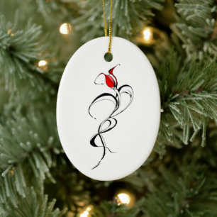 Rood rozenjuffrouw Tribal Ontwerp van Tattoo Keramisch Ornament