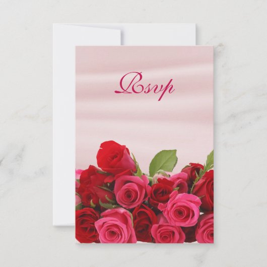 Rood rozenkruid van Romantic, Birthday RSVP Kaartje (Voorkant)