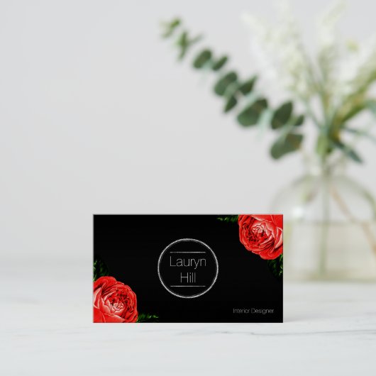  rood rozenontwerp Visitekaartje (Staand voorkant)